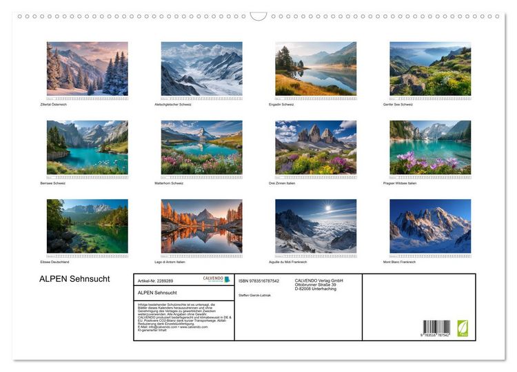 Produktbild: ALPEN Sehnsucht (Wandkalender 2027 DIN A2 quer), CALVENDO Monatskalender