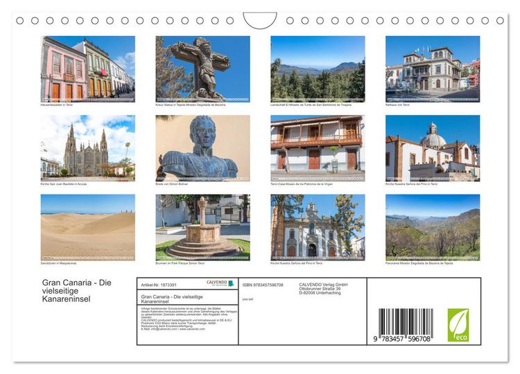 Produktbild: Gran Canaria - Die vielseitige Kanareninsel (Wandkalender 2026 DIN A4 quer), CALVENDO Monatskalender