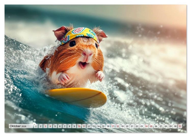 Produktbild: Meerschweinchen - Hauptsache Urlaub (Wandkalender 2026 DIN A4 quer), CALVENDO Monatskalender