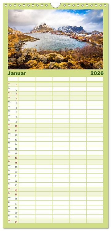 Produktbild: Familienplaner 2026 - Lofoten - Eine Reise durch Nordnorwegen mit 5 Spalten (Wandkalender, 21 x 45 cm) CALVENDO