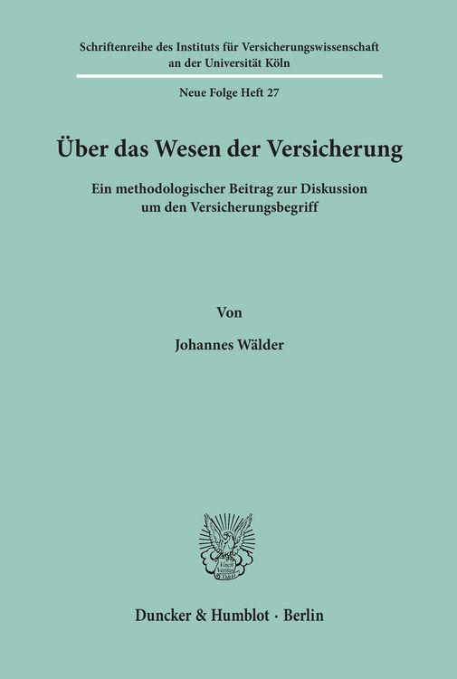 Produktbild: &Uuml;ber das Wesen der Versicherung.