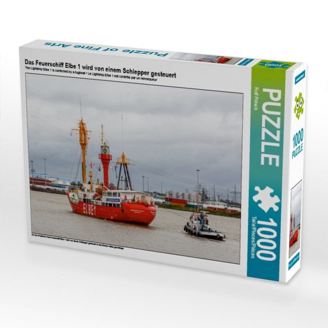 Produktbild: CALVENDO Puzzle Das Feuerschiff Elbe 1 wird von einem Schlepper gesteuert | 1000 Teile Lege-Gr&ouml;&szlig;e 64x48cm Foto-Puzzle f&uuml;r gl&uuml;ckliche Stunden