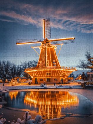 Produktbild: CALVENDO Puzzle Windm&uuml;hlen im Abendlicht, verweben Tr&auml;ume und Geschichten im Gesicht | 2000 Teile Lege-Gr&ouml;&szlig;e 90x67cm Foto-Puzzle f&uuml;r gl&uuml;ckliche Stunde
