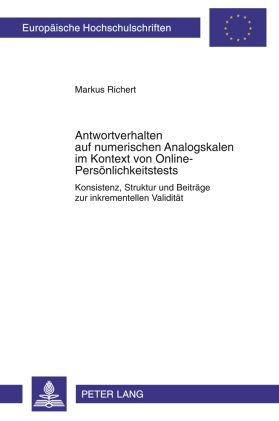 Produktbild: Antwortverhalten auf numerischen Analogskalen im Kontext von Online-Persoenlichkeitstests
