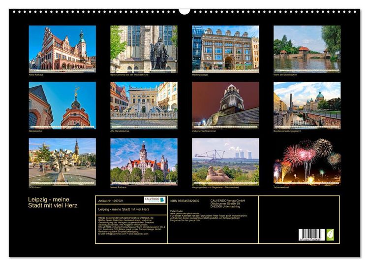 Produktbild: Leipzig - meine Stadt mit viel Herz (Wandkalender 2026 DIN A2 quer), CALVENDO Monatskalender