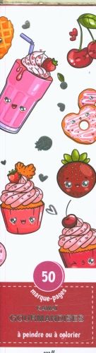 Produktbild: Gourmandises kawa&iuml; : 50 marque-pages &agrave; peindre ou &agrave; colorier