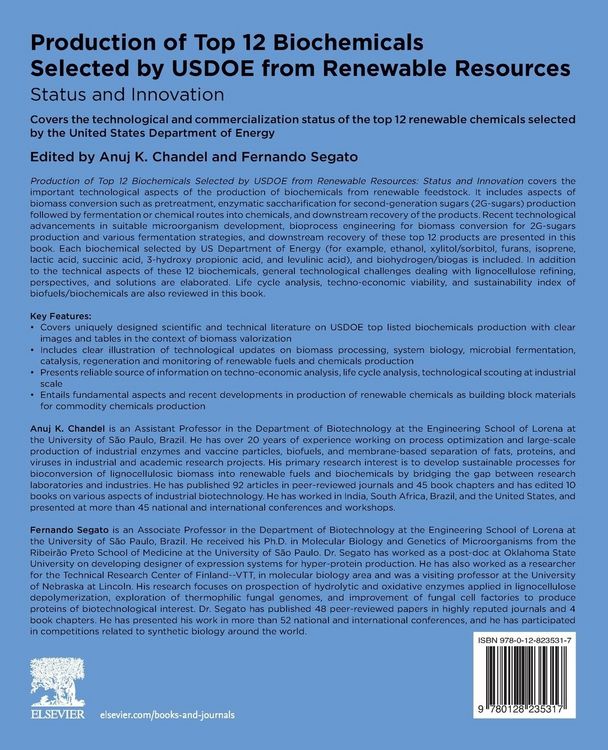 Produktbild: Production of Top 12 Biochemicals Selected by USDOE from Renewable Resources