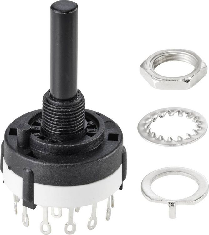 Produktbild: TRU COMPONENTS TC-9415604 SR26A4-4-3-R-29 Drehschalter 250V 150mA 12 x 30&deg; 1St.