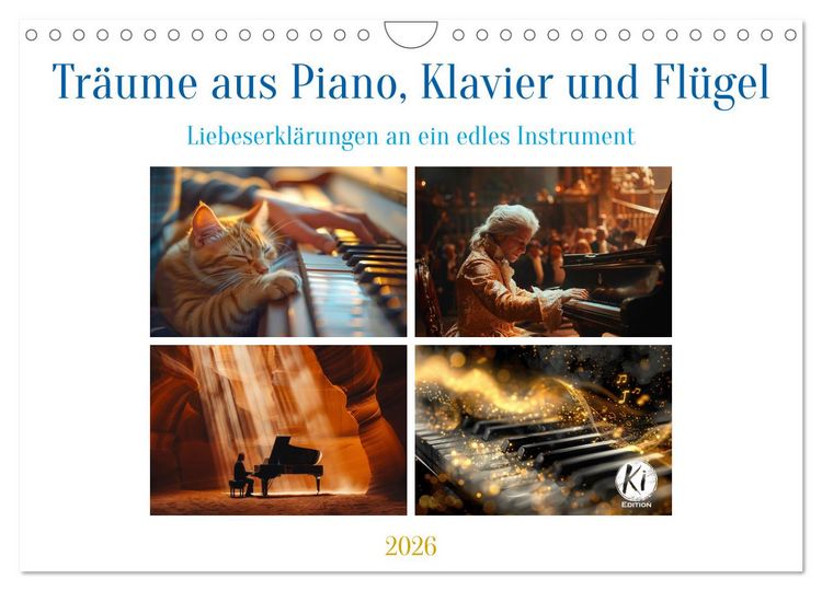 Produktbild: Tr&auml;ume aus Piano, Klavier und Fl&uuml;gel (Wandkalender 2026 DIN A4 quer), CALVENDO Monatskalender