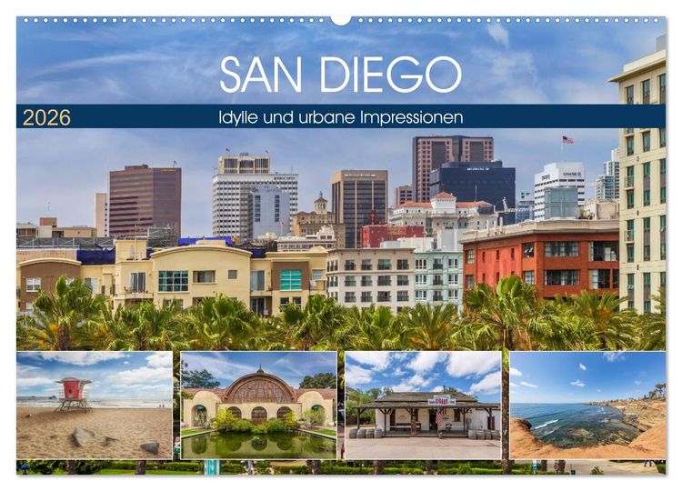 Produktbild: SAN DIEGO Idylle und urbane Impressionen (Wandkalender 2026 DIN A2 quer), CALVENDO Monatskalender