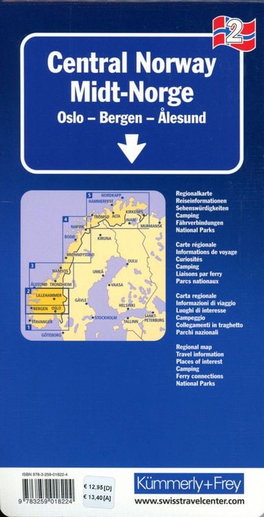 Produktbild: K&uuml;mmerly+Frey Regional-Strassenkarte 2 Mittel-Norwegen 1:335.000
