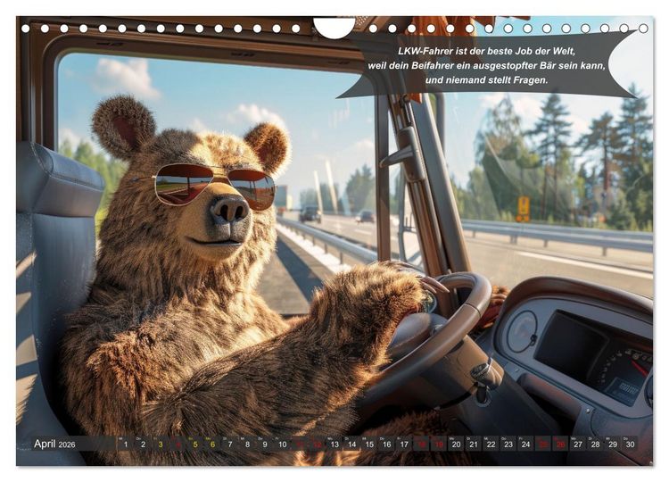 Produktbild: Tierisch lustige LKW-Fahrer (Wandkalender 2026 DIN A4 quer), CALVENDO Monatskalender