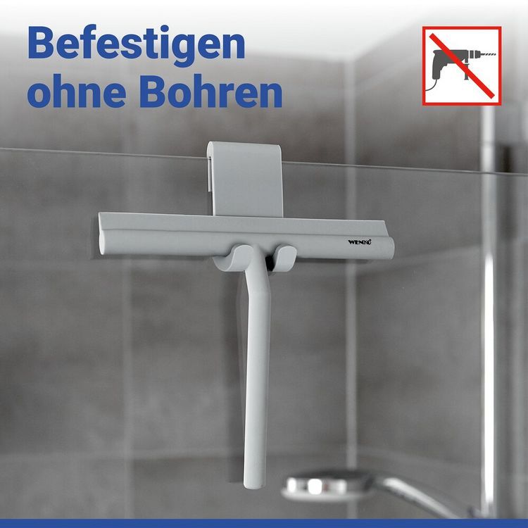 Produktbild: Duschabzieher Mod. Mola Grau, aus Edelstahl, ummantelt mit Silikon