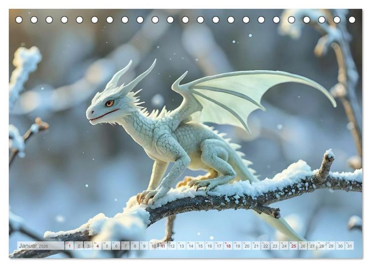 Produktbild: Regenbogenschuppen - Die geheime Welt der magischen Miniatur Drachen (Tischkalender 2026 DIN A5 quer), CALVENDO Monatskalender
