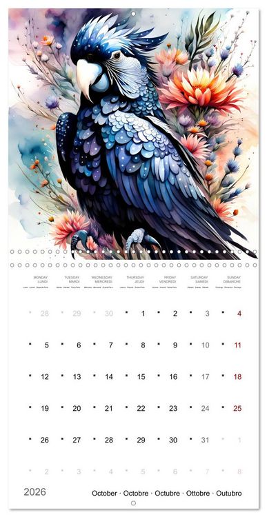Produktbild: Des perroquets color&eacute;s (Calendrier mural carr&eacute; 2026 30x30 cm) Calendrier double avec une page pour vos prises de notes