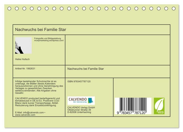 Produktbild: Nachwuchs bei Familie Star (Tischkalender 2026 DIN A5 quer), CALVENDO Monatskalender