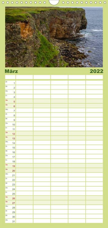 Produktbild: Familienplaner Die Orkneys - Schottlands n&ouml;rdliche Inseln (Wandkalender 2022 , 21 cm x 45 cm, hoch)