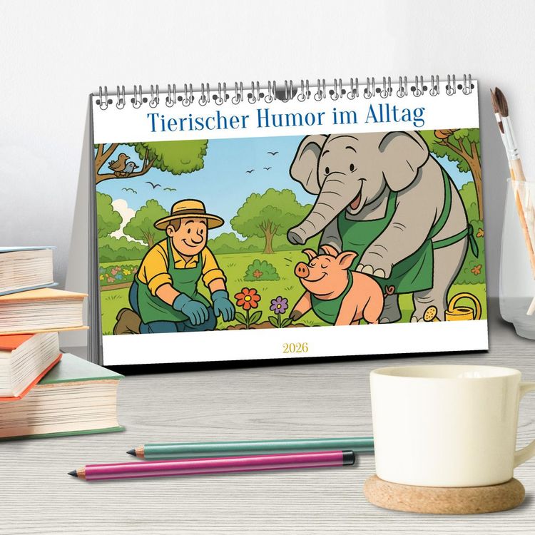 Produktbild: Tierischer Humor im Alltag (Tischkalender 2026 DIN A5 quer), CALVENDO Monatskalender