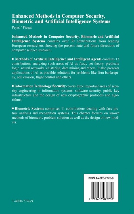 Produktbild: Enhanced Methods in Computer Security, Biometric and Artificial Intelligence Systems