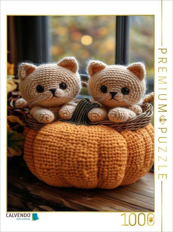 Produktbild: CALVENDO Puzzle K&uuml;rbis mit Katzenbabys | 1000 Teile Lege-Gr&ouml;&szlig;e 64x48cm Foto-Puzzle f&uuml;r gl&uuml;ckliche Stunden