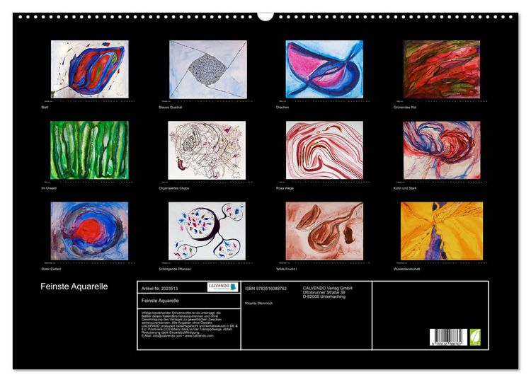 Produktbild: Feinste Aquarelle (Wandkalender 2026 DIN A2 quer), CALVENDO Monatskalender