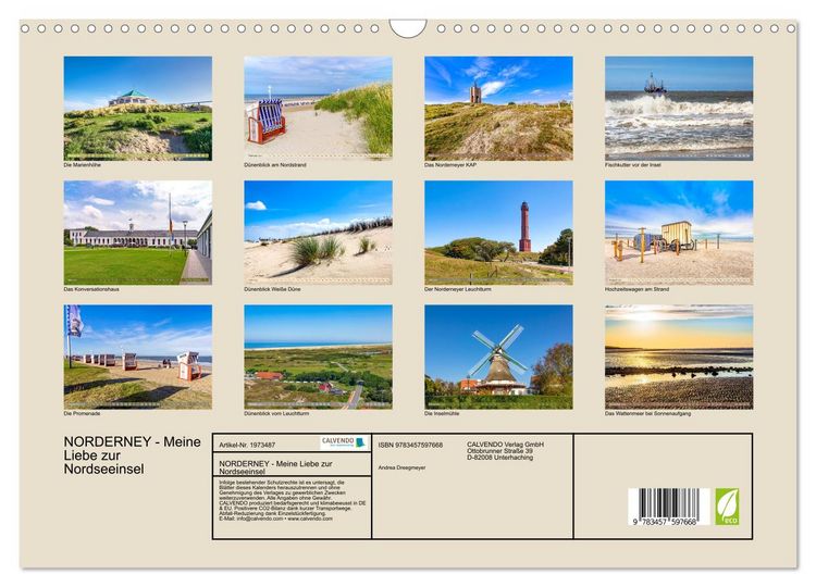 Produktbild: NORDERNEY - Meine Liebe zur Nordseeinsel (Wandkalender 2026 DIN A3 quer), CALVENDO Monatskalender