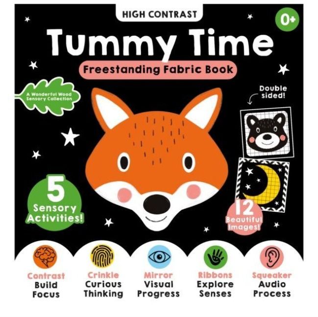 Produktbild: A High-Contrast Tummy Time Black-and-White Sensory Rag Book: Part of the A Wonderful Wood Collection for Newborns and Babies 0-2 years