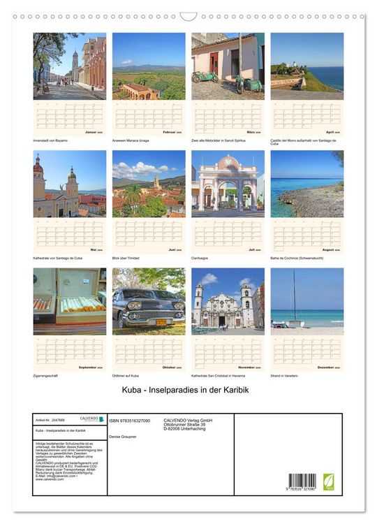 Produktbild: Kuba - Inselparadies in der Karibik (Wandkalender 2026 DIN A2 hoch), CALVENDO Monatskalender