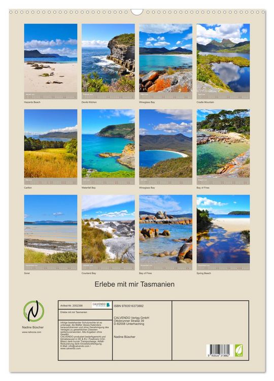 Produktbild: Erlebe mit mir Tasmanien (Wandkalender 2026 DIN A2 hoch), CALVENDO Monatskalender