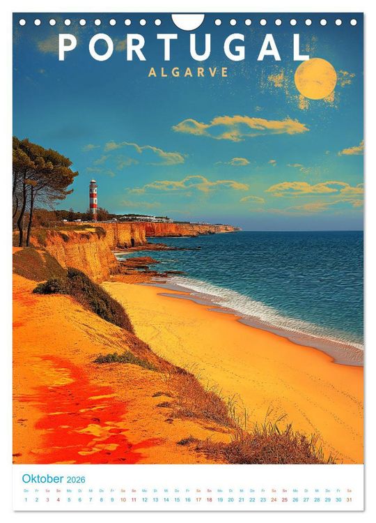 Produktbild: Portugal - Old School Poster Style (Wandkalender 2026 DIN A4 hoch), CALVENDO Monatskalender