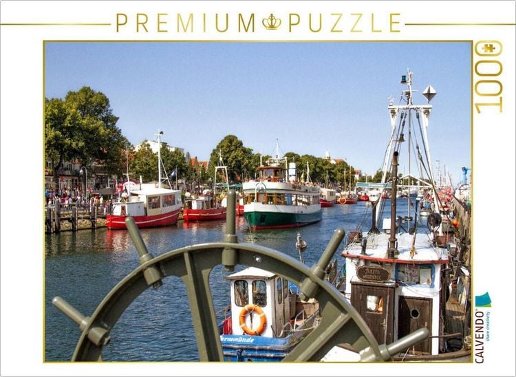 Produktbild: CALVENDO Puzzle Fischkutter und Fahrgastschiffe am Warnem&uuml;nder Alten Strom | 1000 Teile Lege-Gr&ouml;&szlig;e 64x48cm Foto-Puzzle f&uuml;r gl&uuml;ckliche Stunden