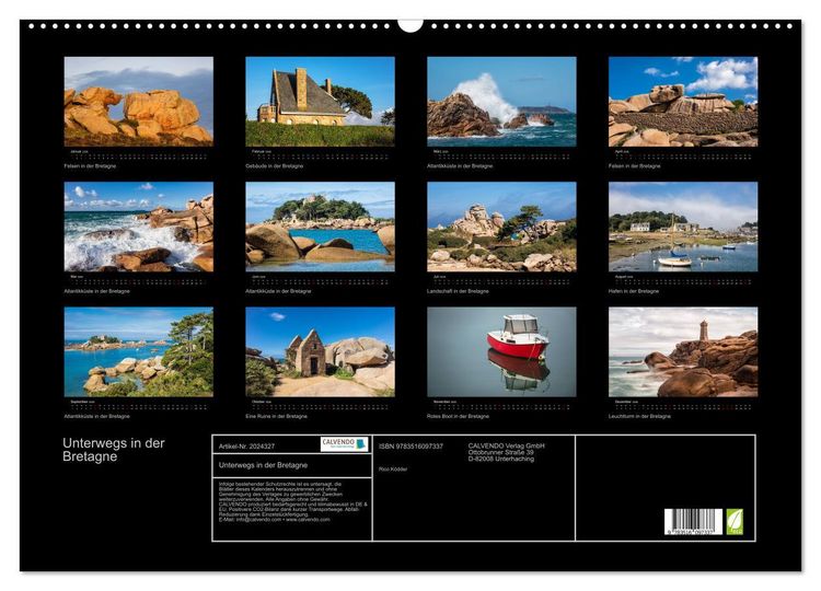 Produktbild: Unterwegs in der Bretagne (Wandkalender 2026 DIN A2 quer), CALVENDO Monatskalender