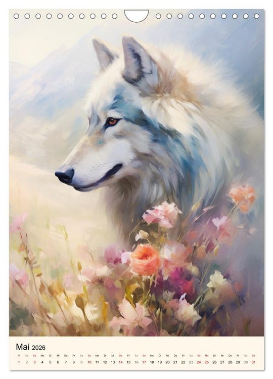 Produktbild: W&ouml;lfe. Zarte Aquarelle von beeindruckenden Tieren (Wandkalender 2026 DIN A4 hoch), CALVENDO Monatskalender