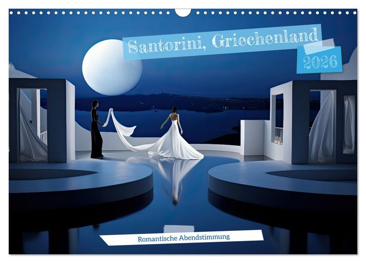 Produktbild: Santorini, Griechenland -Romatische Abendstimmung- (Wandkalender 2026 DIN A3 quer), CALVENDO Monatskalender
