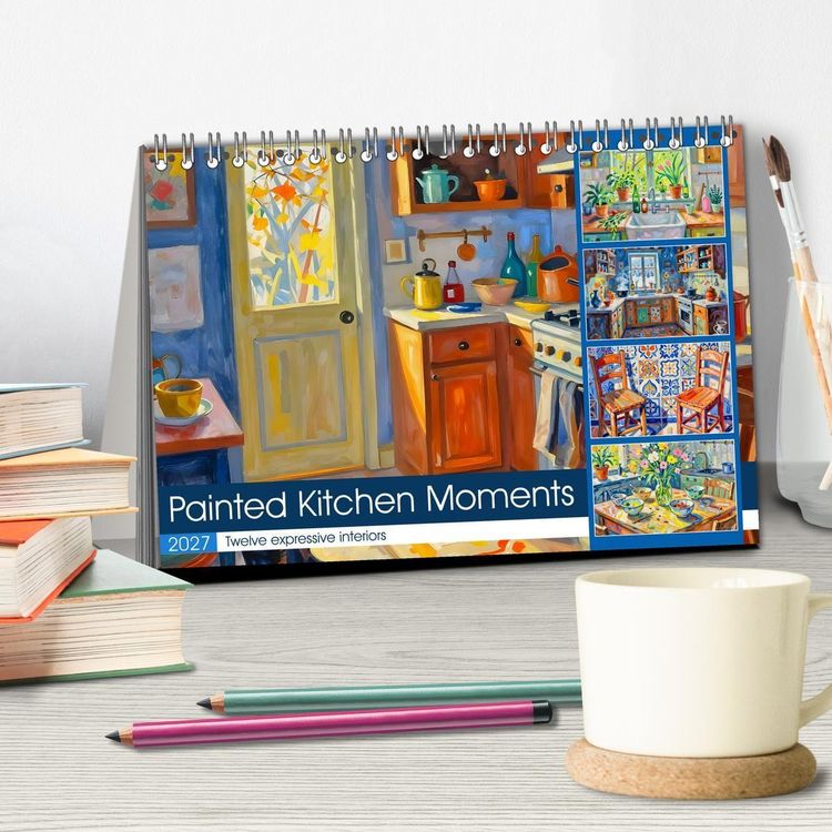 Produktbild: Painted Kitchen Moments - Twelve expressive interiors (Desk Calendar 2027 DIN A5 landscape), CALVENDO 12 Month DeskCalendar