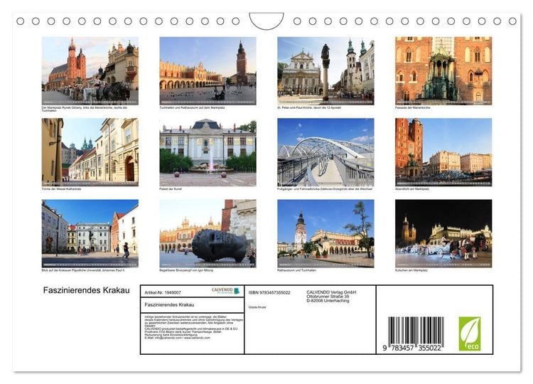 Produktbild: Faszinierendes Krakau (Wandkalender 2026 DIN A4 quer), CALVENDO Monatskalender