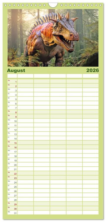 Produktbild: Familienplaner 2026 - Urzeittiere - KI-Fantasiebilder mit 5 Spalten (Wandkalender, 21 x 45 cm) CALVENDO