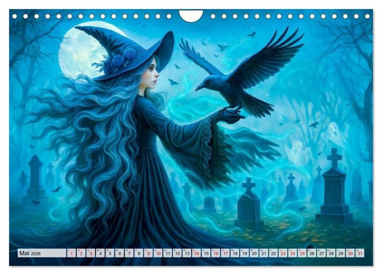 Produktbild: Mystische Hexen - Magische Frauen und finstere N&auml;chte (Wandkalender 2026 DIN A4 quer), CALVENDO Monatskalender