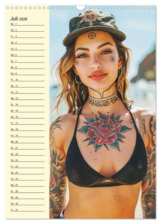 Produktbild: Coole Tatoo-Girls. H&uuml;bsch, modern und selbstbewusst (Wandkalender 2026 DIN A3 hoch), CALVENDO Monatskalender