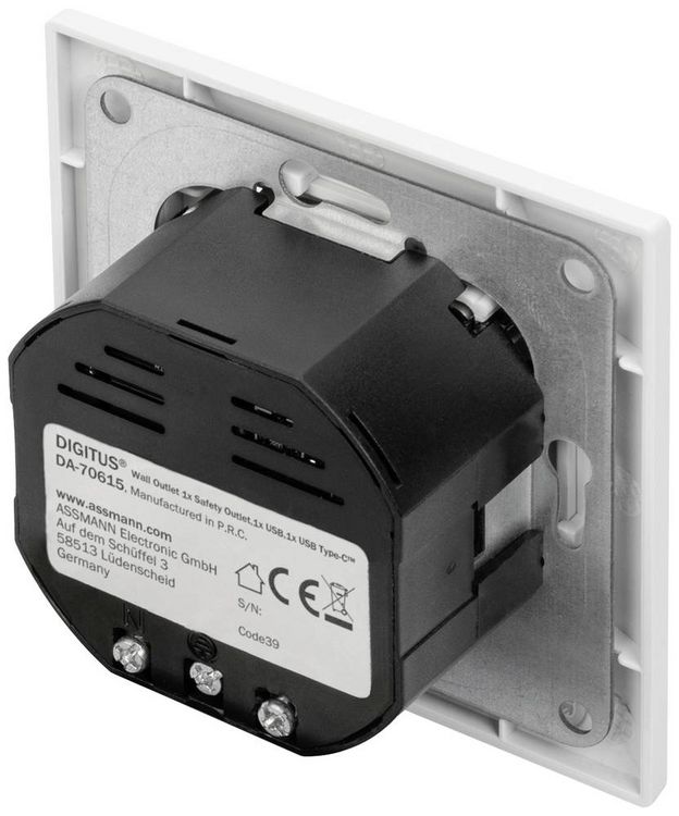 Produktbild: Digitus DA-70615 Unterputz-Steckdose mit USB Wei&szlig;