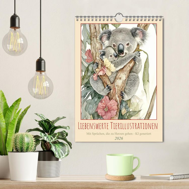 Produktbild: Liebenswerte Tierillustrationen (Wandkalender 2026 DIN A4 hoch), CALVENDO Monatskalender