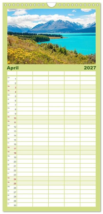 Produktbild: Familienplaner 2027 - Faszination Neuseeland mit 5 Spalten (Wandkalender, 21 x 45 cm) CALVENDO