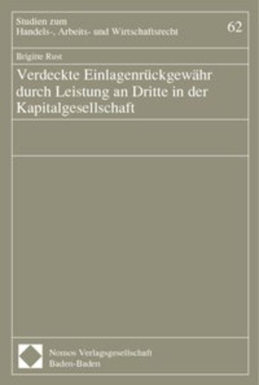 Produktbild: Verdeckte Einlagenr&uuml;ckgew&auml;hr durch Leistung an Dritte in der Kapitalgesellschaft