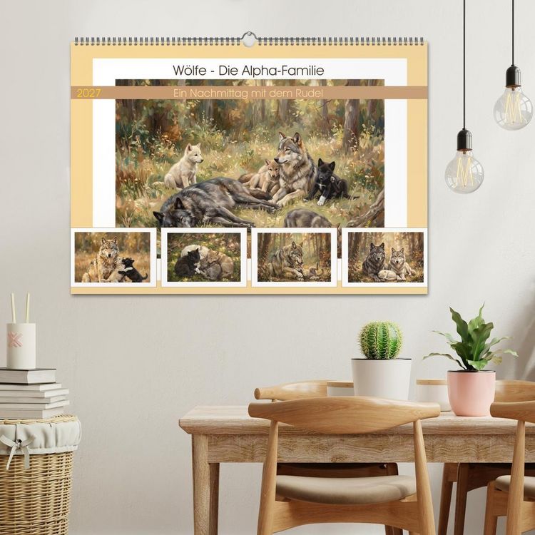 Produktbild: W&ouml;lfe - Die Alpha-Familie (Wandkalender 2027 DIN A2 quer), CALVENDO Monatskalender