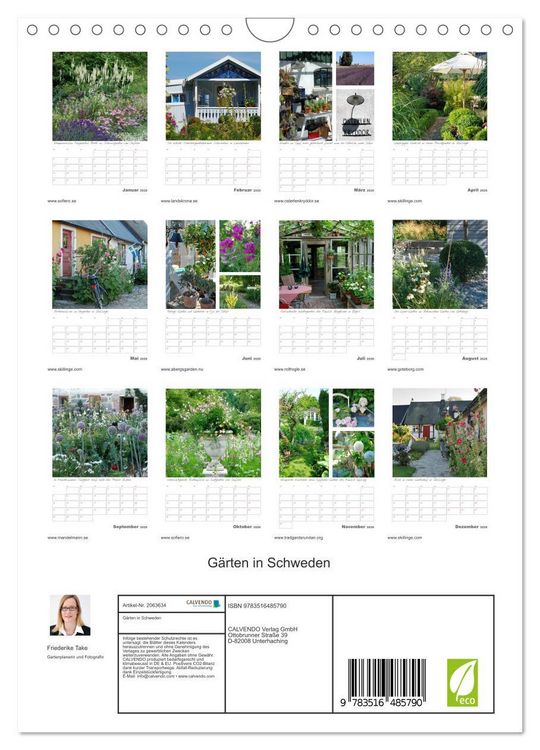 Produktbild: G&auml;rten in Schweden (Wandkalender 2026 DIN A4 hoch), CALVENDO Monatskalender