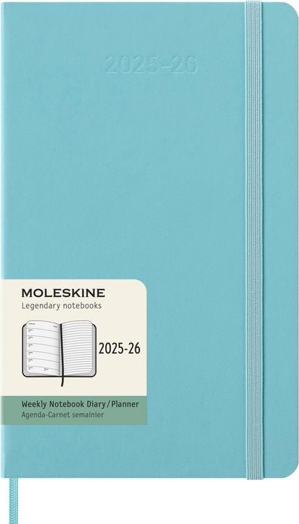 Produktbild: Moleskine 18 Monate Wochen Notizkalender 2025/2026, L/A5, 1 Wo = 1 Seite, rechts linierte Seite, fester Einband, Aquamarin