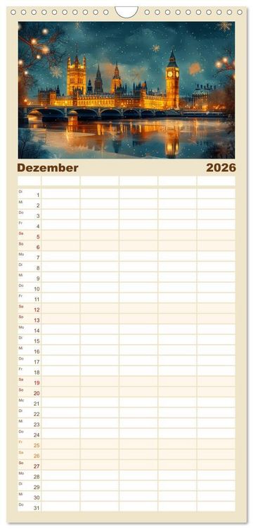 Produktbild: Familienplaner 2026 - Reisest&auml;dte Europas mit 5 Spalten (Wandkalender, 21 x 45 cm) CALVENDO