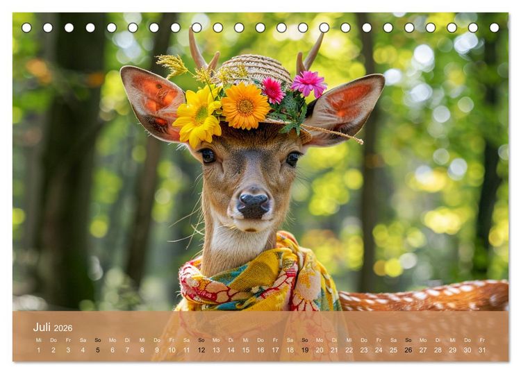 Produktbild: Waldtiere mit Stil. Tierische Trendsetter in der Natur (Tischkalender 2026 DIN A5 quer), CALVENDO Monatskalender