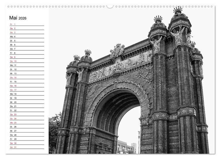 Produktbild: Barcelona Schwarz / Wei&szlig; Impressionen (hochwertiger Premium Wandkalender 2026 DIN A2 quer), Kunstdruck in Hochglanz