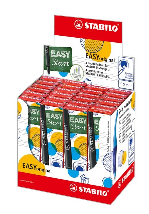 Produktbild: STABILO Patronen zum Nachf&uuml;llen -   EASYoriginal Refill - medium - 3er Pack - Schreibfarbe blau (l&ouml;schbar)